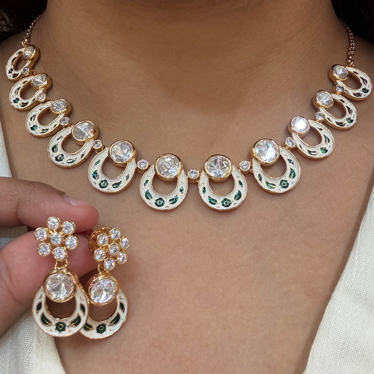 Meenakari Kundan necklace with Earrings