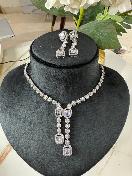 American diamond necklace with Earrings
